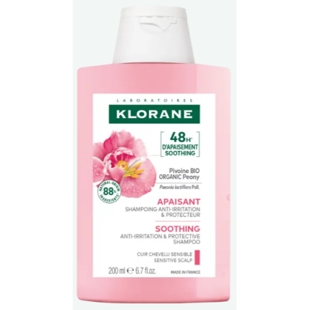 Shampoo with Peony, Soothing and Anti-Irritant - Irritated Scalp - Itching - Klorane -200ml