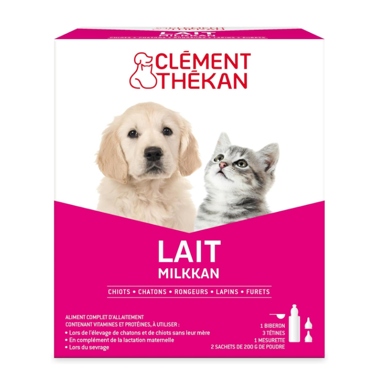 Clément Thékan - Lait Milkkan - Aliment Complet D'Allaitement Des Chiots et Chatons - 400 g (2x200 g)