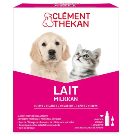 Clément Thékan - Lait Milkkan - Aliment Complet D'Allaitement Des Chiots et Chatons - 400 g (2x200 g)