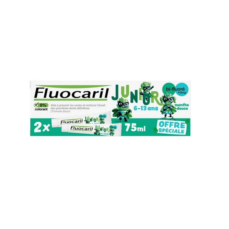 Junior Toothpaste 6/13 years - Bi Fluoride 145mg - Fluocaril - 2 X 75ml