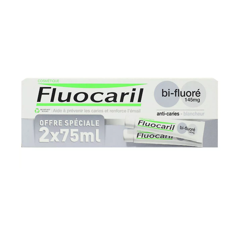 Dentifrice Blancheur Fluocaril Bi-Fluoré 145mg, Offre Spéciale 2 X 75 ml - Fluocaril