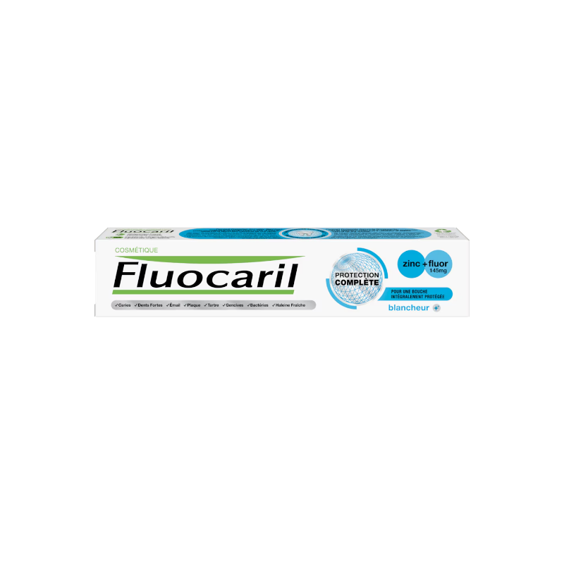 Dentifrice Protection Complète Blancheur - Zinc+Fluor - Fluocaril - 2 X 75 ml
