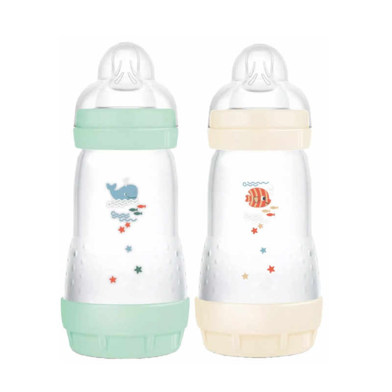 Biberon Bio Easy Start - Anti-colique - 2+ Mois - MAM - 2x260 ml