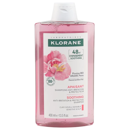 Shampoo with Chinese Peony, Soothing and Anti-Irritant, Irritated Scalp, Itching - Klorane - 400 ml