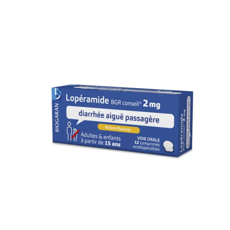 Loperamide 2mg - Acute Transient Diarrhoea - Biogaran Conseil - 12 Orodispersible Tablets
