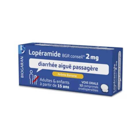 Loperamide 2mg - Acute Transient Diarrhoea - Biogaran Conseil - 12 Orodispersible Tablets