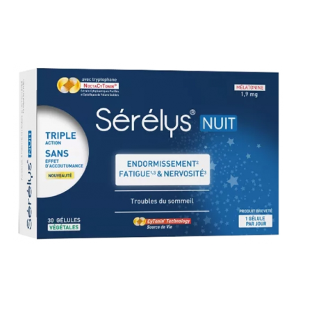 Sérélys Nuit - Endormissement, Fatigue & Nervosité - 30 Gélules