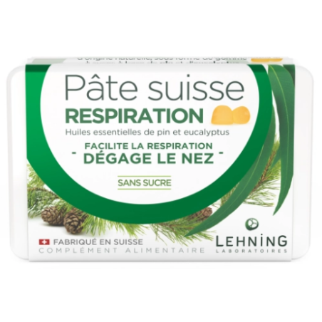Pâte Suisse - Respiration - Dégage le Nez - Lehning - 40 gommes