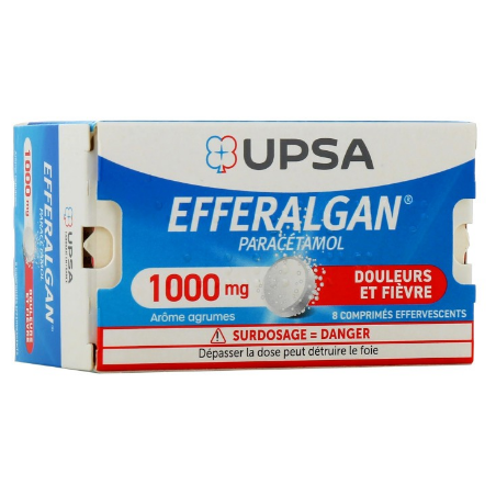 Efferalgan paracétamol 1g, arôme agrumes, 8 comprimés effervescents UPSA