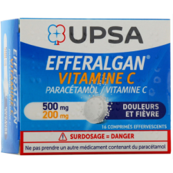 Efferalgan Paracetamol 500 mg / Vitamin C 200 mg – Pack of 16 Effervescent Tablets