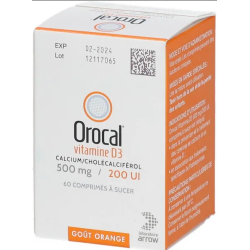 Orocal - Calcium / Cholécalciférol - 500/200 - 60 Comprimés à sucer