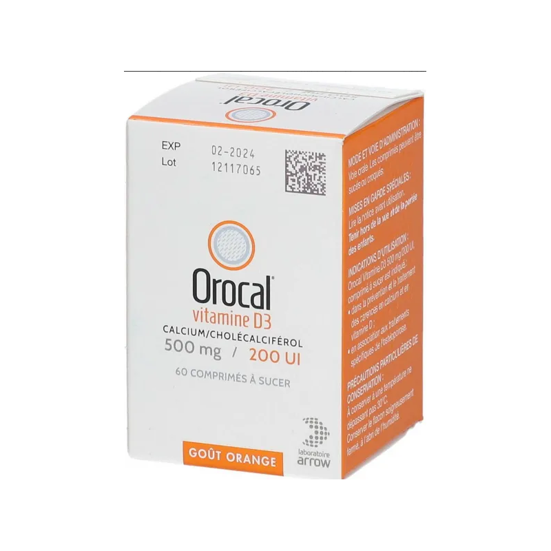 Orocal - Calcium / Cholécalciférol - 500/200 - 60 Comprimés à sucer