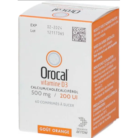 Orocal Vitamin D3 - Calcium / Cholecalciferol - 500/200 - 60 Chewable tablets