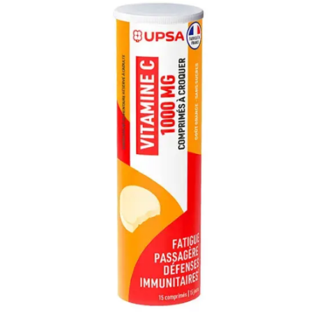 Vitamine C 1000mg - Fatigue Passagère - UPSA - 15 Comprimés à Croquer