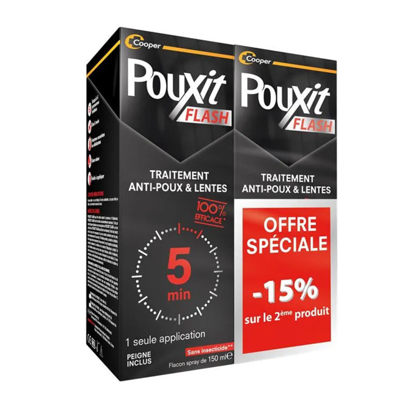 Traitement Anti-poux & Lentes - Pouxit Flash - 2 X 150 ml