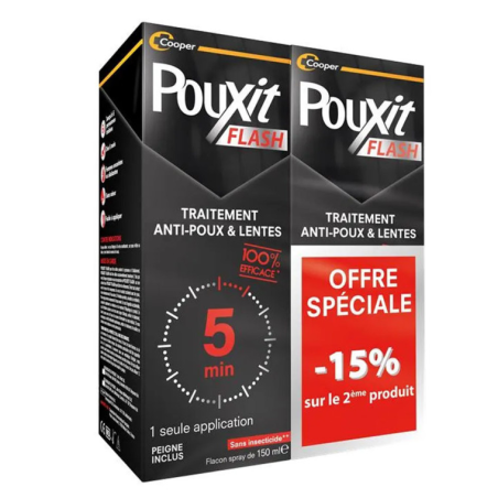 Traitement Anti-poux & Lentes - Pouxit Flash - 2 X 150 ml