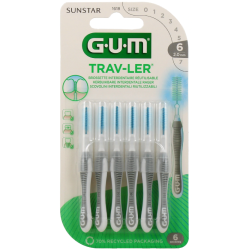 Trav-Ler Brush Heads - Fine Cylindrical - 2.0mm - Size 6 - G.U.M - 6 Brush Heads