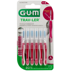 Brossettes Trav-Ler - Fine Cylindrique - 1.4mm - Taille 4 - G.U.M - 6 Brossettes