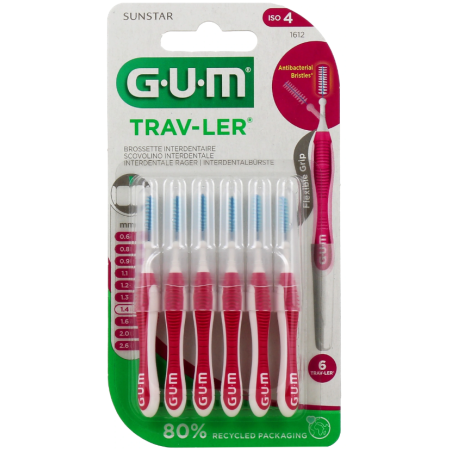 Brossettes Trav-Ler - Fine Cylindrique - 1.4mm - Taille 4 - G.U.M - 6 Brossettes