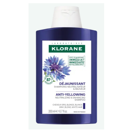 Shampoo with Centaurea, Reviving the shine of gray-white hair - Klorane - 200ml