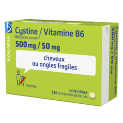 Cystine Vitamin B6 500mg/50mg, delicate hair and nails, box of 120 tablets, Biogaran Conseil