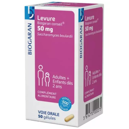 Biogaran - Yeast 50mg - Food Supplement for Adults - 40 capsules