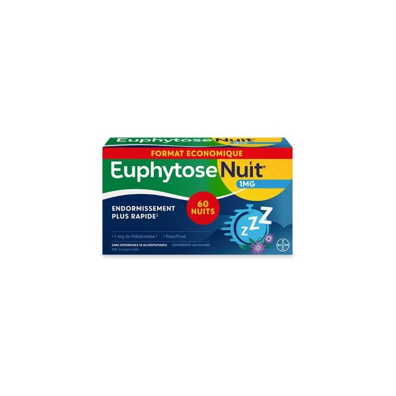 Euphytose Nuit - Endormissement & Sommeil Réparateur - Bayer - 60 comprimés