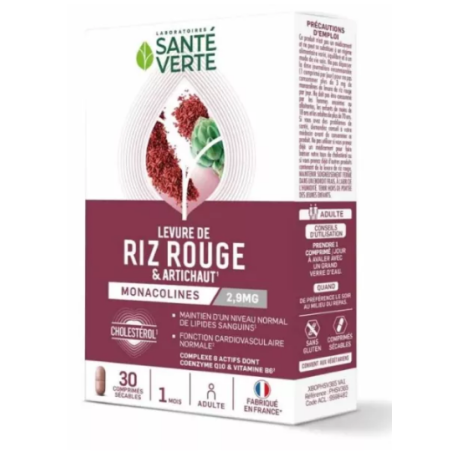 Levure De Riz Rouge - artichaut - Sante verte - Boite De 60 Comprimes