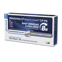 Mélatonine LP 1,9 mg - Effet Immédiat & Prolongé - Biogaran Conseil - 30 comprimés
