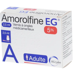 Amorolfine 5% EG, Vernis 2.5 ml et 20 Spatules- Traitement des Mycoses des Ongles