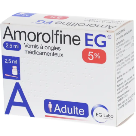 Amorolfine 5% EG, Nail Polish 2.5 ml and 20 Spatulas - Treatment of Nail Fungus
