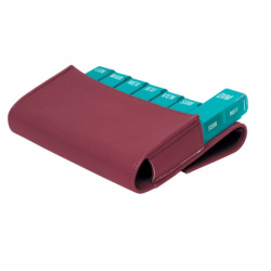 Pilulier Hebdomadaire - Slim - Simili Cuir Rouge