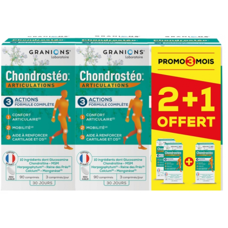Chondrostéo+ - Articulations - Granions - 2 Mois + 1 Mois Offert - 270 Comprimés