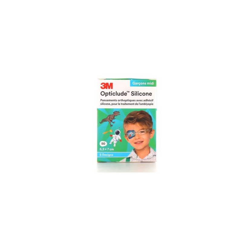 Orthoptic Dressings 5.3 cm X 7.0 cm Opticlude Silicone Bandages Midi Boy -3M - Box Of 50 3M