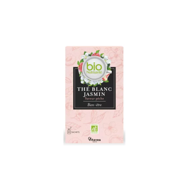 Jasmine White Tea Infusion - Well-being - Peach Flavour - Nutrisanté - 20 teabags
