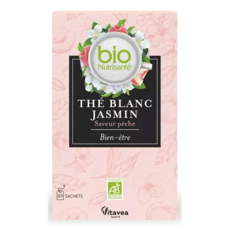 Jasmine White Tea Infusion - Well-being - Peach Flavour - Nutrisanté - 20 teabags