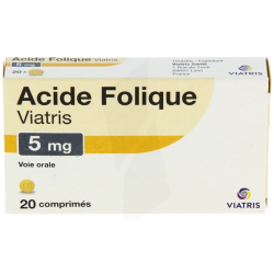 Folic Acid 5mg - Anemia - Viatris - 20 tablets