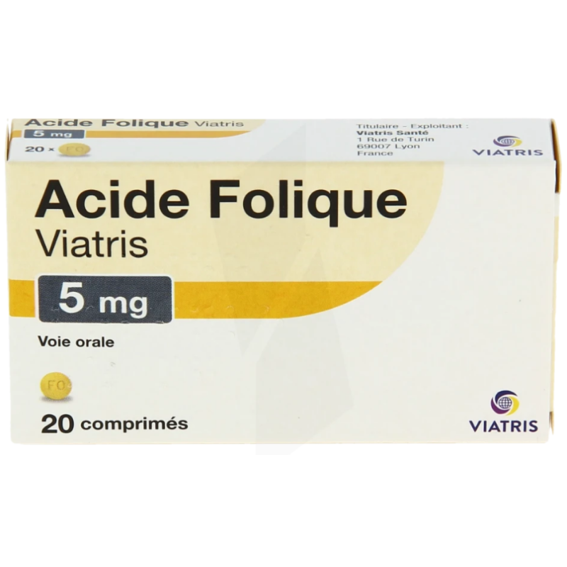 Folic Acid 5mg - Anemia - Viatris - 20 tablets