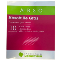 Absotulle Sterile Fat - Sterile Fat Dressing - 10x10 cm - Marque Verte - 10 bags