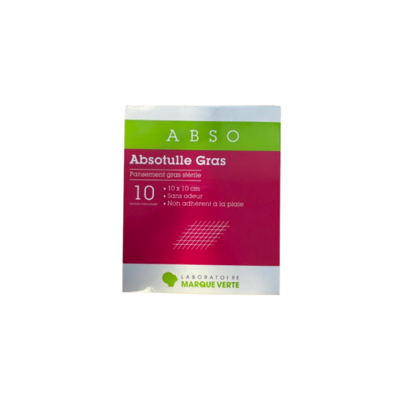 Absotulle Sterile Fat - Sterile Fat Dressing - 10x10 cm - Marque Verte - 10 bags