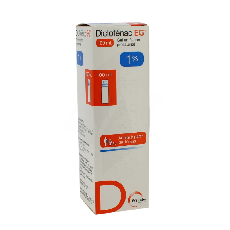 Diclofenac 1% - Anti-inflammatory gel - EG - Pressurized bottle 100ml