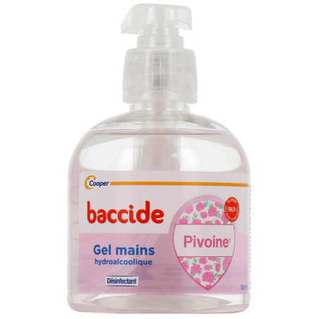 Gel Mains hydroalcoolique -  Sans Rinçage - Baccide Parfum Pivoine - Cooper - 300ml