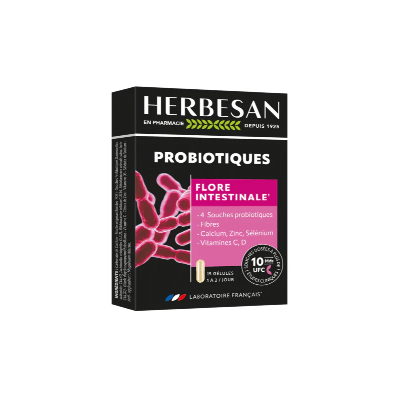 Probiotique Flore Intestinale - Herbesan - 15 Gélules