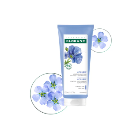 Baume Après-Shampoing aux fibres de Lin - Cheveux Fins Sans Volume - Klorane -200 ml