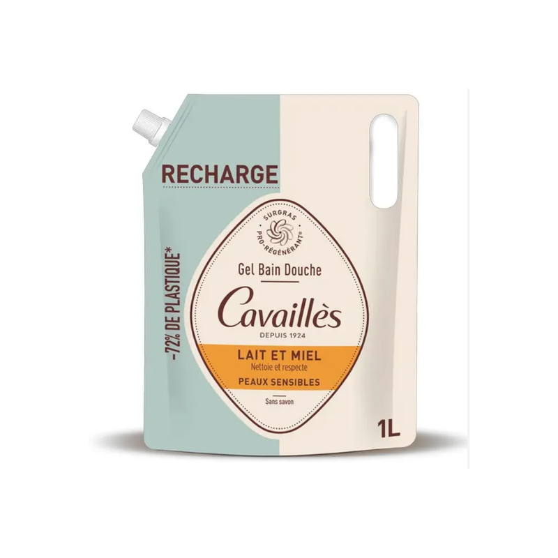 Bath and Shower Gel Refill - Milk and Honey - Sensitive Skin - Rogé Cavaillès - 1L