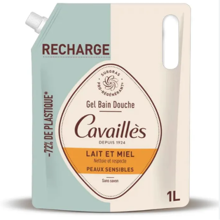 Bath and Shower Gel Refill - Milk and Honey - Sensitive Skin - Rogé Cavaillès - 1L