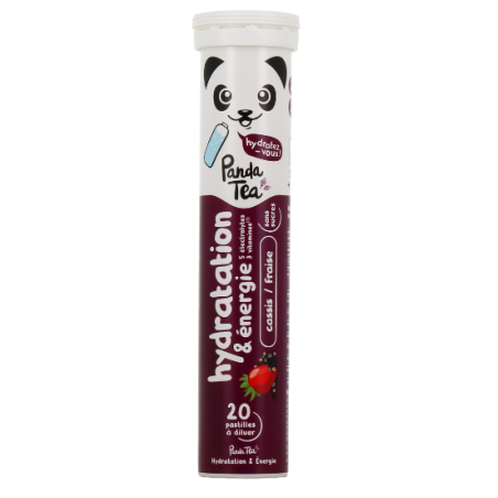 Pastilles hydratation & énergie - Panda Tea - Cassis/Fraise - 20 Pastilles