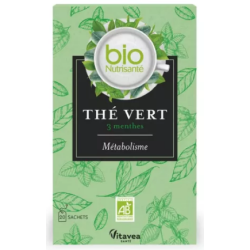 Green Tea Infusion - Metabolism - 3 Mints - Nutrisanté - 20 Sachets