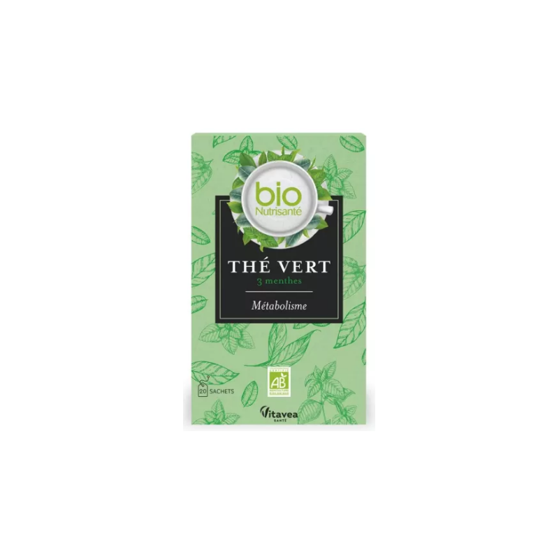 Infusion Thé Vert - Métabolisme - Saveur 3 Menthes - Nutrisanté - 20 Sachets