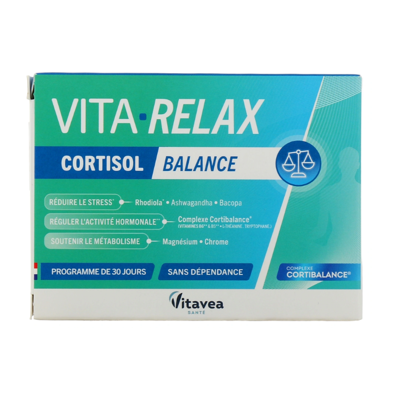 Vita Relax - Cortisol Balance - Stress - Nutrisanté - 30 Capsules